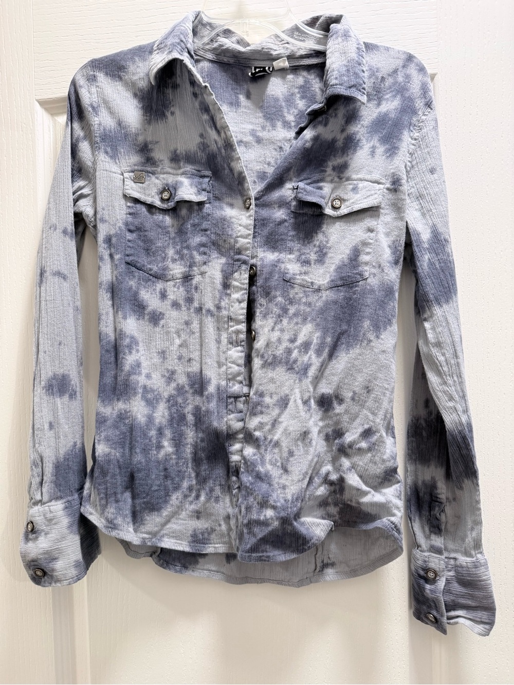 Roxy Light Blue Tie-Dye Button-Front Women's Shirt